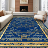 Ultra Soft Area Rug, Non Slip, Stain Resistant, Washable Area Rugs for Living Room, Bedroom, Rich Boho Tiled Arrangement(Blue)