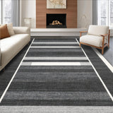 Ultra Soft Area Rug, Non Slip, Stain Resistant, Washable Area Rugs for Living Room, Bedroom, Chic Dual-Color Banded Floor Accent With Versatile Graphic Linear Motif(Gray)