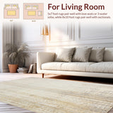 Ultra Soft Area Rug, Non Slip, Stain Resistant, Washable Area Rugs for Living Room, Bedroom, Vintage Inspired Beige Area Distressed Woven Design(Beige)