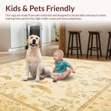Ultra Soft Area Rug, Non Slip, Stain Resistant, Washable Area Rugs for Living Room, Bedroom, Winged Creature Motif Elegant Floral Insect Print(Beige)