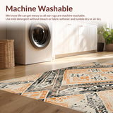 Ultra Soft Area Rug, Non Slip, Stain Resistant, Washable Area Rugs for Living Room, Bedroom, Vivid Abstract Trellis Elements(Orange)
