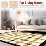 Ultra Soft Area Rug, Non Slip, Stain Resistant, Washable Area Rugs for Living Room, Bedroom, Elegant Neutral Toned Checkerboard(Beige)