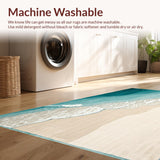 Ultra Soft Area Rug, Non Slip, Stain Resistant, Washable Area Rugs for Living Room, Bedroom, Seashore Inspired Washable Throw Rug Coastal Blue Beach Scenery Area Carpet(Beige)