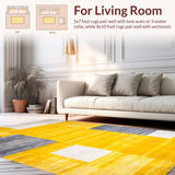 Ultra Soft Area Rug, Non Slip, Stain Resistant, Washable Area Rugs for Living Room, Bedroom, Lively Soft Colorblock Pattern(Yellow)