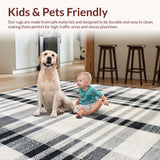 Ultra Soft Area Rug, Non Slip, Stain Resistant, Washable Area Rugs for Living Room, Bedroom, Monochrome Layered Stripe Rug with Absorbent Non Slip Backing for Entryways(Gray)