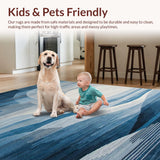 Ultra Soft Area Rug, Non Slip, Stain Resistant, Washable Area Rugs for Living Room, Bedroom, Sleek Neutral Hues with Fluid Patterns(Blue)