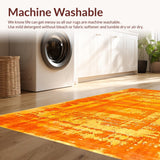 Ultra Soft Area Rug, Non Slip, Stain Resistant, Washable Area Rugs for Living Room, Bedroom, Trendy Vibrant Swirled Color Canvas(Orange)