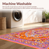Ultra Soft Area Rug, Non Slip, Stain Resistant, Washable Area Rugs for Living Room, Bedroom, Eclectic Earthy Floral Inspiration(Orange)