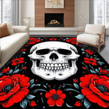 Ultra Soft Area Rug, Non Slip, Stain Resistant, Washable Area Rugs for Living Room, Bedroom, Striking Dark Floral Aesthetic(Red)