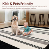Ultra Soft Area Rug, Non Slip, Stain Resistant, Washable Area Rugs for Living Room, Bedroom, Dynamic Modern Linear Composition(Gray)