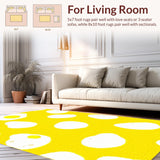 Ultra Soft Area Rug, Non Slip, Stain Resistant, Washable Area Rugs for Living Room, Bedroom, Playful Yellow Accented Aesthetic(Yellow)
