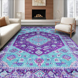 Ultra Soft Area Rug, Non Slip, Stain Resistant, Washable Area Rugs for Living Room, Bedroom, Contemporary Vintage Abstract Elements(Blue)