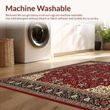 Ultra Soft Area Rug, Non Slip, Stain Resistant, Washable Area Rugs for Living Room, Bedroom, Classic Red and Brown Area Timeless Design(Red)