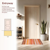 Ultra Soft Area Rug, Non Slip, Stain Resistant, Washable Area Rugs for Living Room, Bedroom, Eclectic Color Palette Striped Motif(Orange)