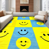 Ultra Soft Area Rug, Non Slip, Stain Resistant, Washable Area Rugs for Living Room, Bedroom, Cheerful Criss-Cross Rainbow Theme(Yellow)