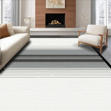 Ultra Soft Area Rug, Non Slip, Stain Resistant, Washable Area Rugs for Living Room, Bedroom, Elegant Striped Floor Mat for Modern Porches and Patios(Black)