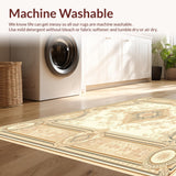 Beige and Cream Ornate Medallion with Refined Scroll Accents Flourishes(Beige)