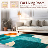 Whimsical Teal and Orange Swirls(Blue)