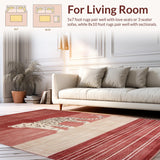 Ultra Soft Area Rug, Non Slip, Stain Resistant, Washable Area Rugs for Living Room, Bedroom, Vibrant Retro Patterned Elegance(Red)