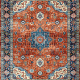 Ultra Soft Area Rug, Non Slip, Stain Resistant, Washable Area Rugs for Living Room, Bedroom, Vintage Tribal Dining Room Washable Rug(Red)