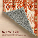 Ultra Soft Area Rug, Non Slip, Stain Resistant, Washable Area Rugs for Living Room, Bedroom, Elegant Neutral Toned Stripes(Orange)