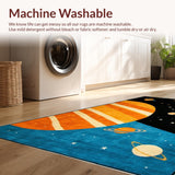 Ultra Soft Area Rug, Non Slip, Stain Resistant, Washable Area Rugs for Living Room, Bedroom, Vibrant Cosmic Exploration Motif(Black)