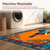 Ultra Soft Area Rug, Non Slip, Stain Resistant, Washable Area Rugs for Living Room, Bedroom, Dynamic Vibrant Floral Arrangement(Orange)
