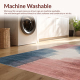 Ultra Soft Area Rug, Non Slip, Stain Resistant, Washable Area Rugs for Living Room, Bedroom, Regal Cascade Rug With Slate Blue and Dusty Rose Abstract Watercolor Design(Pink)
