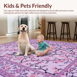 Ultra Soft Area Rug, Non Slip, Stain Resistant, Washable Area Rugs for Living Room, Bedroom, Elegant Vintage Blossom Design(Purple)