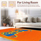 Ultra Soft Area Rug, Non Slip, Stain Resistant, Washable Area Rugs for Living Room, Bedroom, Bold Geometric Gaming Visual Appeal(Orange)