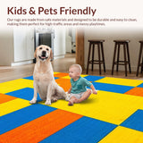 Ultra Soft Area Rug, Non Slip, Stain Resistant, Washable Area Rugs for Living Room, Bedroom, Playful Multi-Color Numbered Design(Yellow)