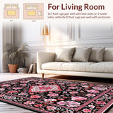 Ultra Soft Area Rug, Non Slip, Stain Resistant, Washable Area Rugs for Living Room, Bedroom, Luxurious Soft Petal Pattern(Red)