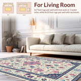 Ultra Soft Area Rug, Non Slip, Stain Resistant, Washable Area Rugs for Living Room, Bedroom, Rustic Soft Pastel Floral Design(Ivory)