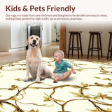 Ultra Soft Area Rug, Non Slip, Stain Resistant, Washable Area Rugs for Living Room, Bedroom, Chic Beige Cream with Ornate Vine Like(Beige)