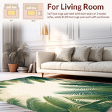 Ultra Soft Area Rug, Non Slip, Stain Resistant, Washable Area Rugs for Living Room, Bedroom, Exotic Palm Haven Area Green Beige Leafy(Green)