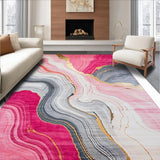 Ultra Soft Area Rug, Non Slip, Stain Resistant, Washable Area Rugs for Living Room, Bedroom, Stylish Contemporary Artistic Blend(Pink)