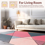 Ultra Soft Area Rug, Non Slip, Stain Resistant, Washable Area Rugs for Living Room, Bedroom, Abstract Washable Bedroom Luxury Area Rug(Pink)