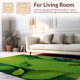 Ultra Soft Area Rug, Non Slip, Stain Resistant, Washable Area Rugs for Living Room, Bedroom, Serene 3D Leaf Arrangement(Green)