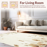 Ultra Soft Area Rug, Non Slip, Stain Resistant, Washable Area Rugs for Living Room, Bedroom, Textured Beige with Abstract Floral Design for Modern Home(Beige)