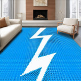 Ultra Soft Area Rug, Non Slip, Stain Resistant, Washable Area Rugs for Living Room, Bedroom, Stylish Retro Wave Composition(Blue)
