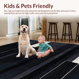 Ultra Soft Area Rug, Non Slip, Stain Resistant, Washable Area Rugs for Living Room, Bedroom, Stylish Geometric Minimalist Aesthetic(Black)