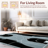 Ultra Soft Area Rug, Non Slip, Stain Resistant, Washable Area Rugs for Living Room, Bedroom, Rustic Minimalist Geometric Arrangement(Black)