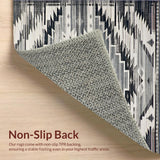 Ultra Soft Area Rug, Non Slip, Stain Resistant, Washable Area Rugs for Living Room, Bedroom, Tribal Gray Abstract Arrangement(Black)