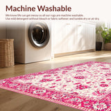 Ultra Soft Area Rug, Non Slip, Stain Resistant, Washable Area Rugs for Living Room, Bedroom, Vibrant Retro Floral Elements(White)