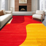 Ultra Soft Area Rug, Non Slip, Stain Resistant, Washable Area Rugs for Living Room, Bedroom, Contemporary Red and Yellow Harmony(Red)