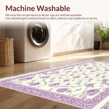 Ultra Soft Area Rug, Non Slip, Stain Resistant, Washable Area Rugs for Living Room, Bedroom, Lush Springtime Blossom Appeal(White)