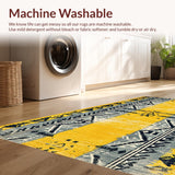 Ultra Soft Area Rug, Non Slip, Stain Resistant, Washable Area Rugs for Living Room, Bedroom, Non-Slip Grey Yellow Kitchen Area Rug(Yellow)