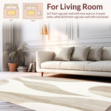 Ultra Soft Area Rug, Non Slip, Stain Resistant, Washable Area Rugs for Living Room, Bedroom, Modern Geo Wave Area Neutral Abstract Design(Beige)