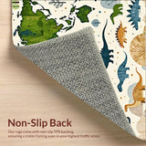 Beige Interactive with Dinosaur Figures and Artistic World Map(Green)