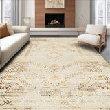 Ultra Soft Area Rug, Non Slip, Stain Resistant, Washable Area Rugs for Living Room, Bedroom, Rustic Minimalist Tiled Design(Beige)